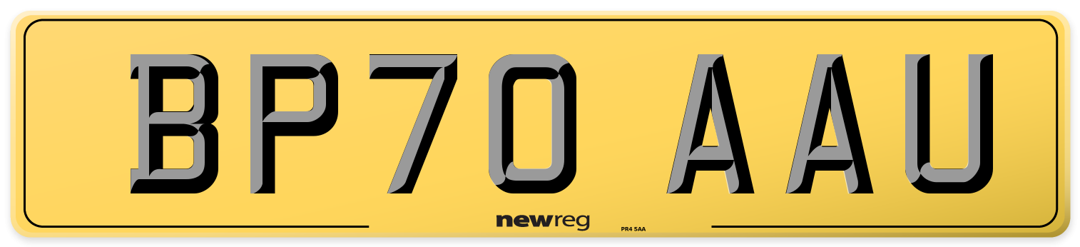 BP70 AAU Rear Number Plate