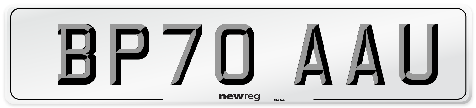 BP70 AAU Front Number Plate