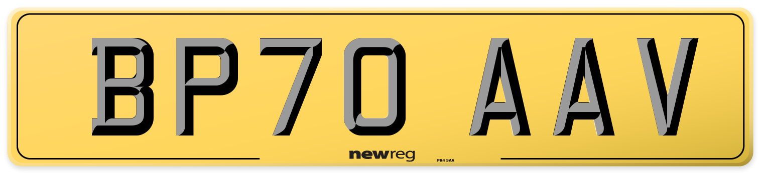BP70 AAV Rear Number Plate