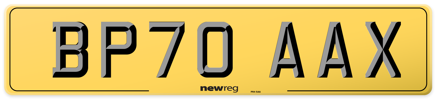BP70 AAX Rear Number Plate