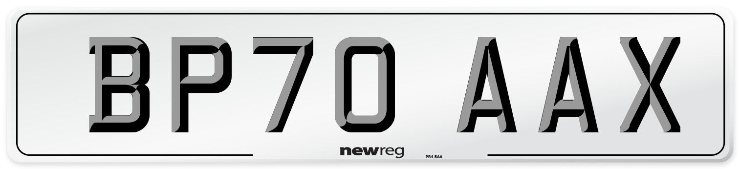 BP70 AAX Front Number Plate