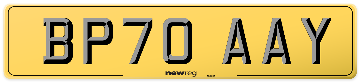 BP70 AAY Rear Number Plate