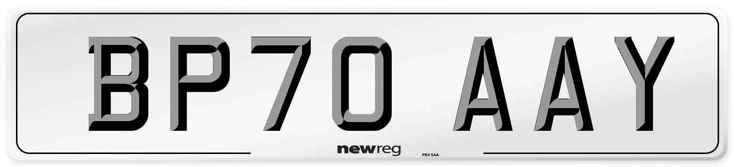 BP70 AAY Front Number Plate