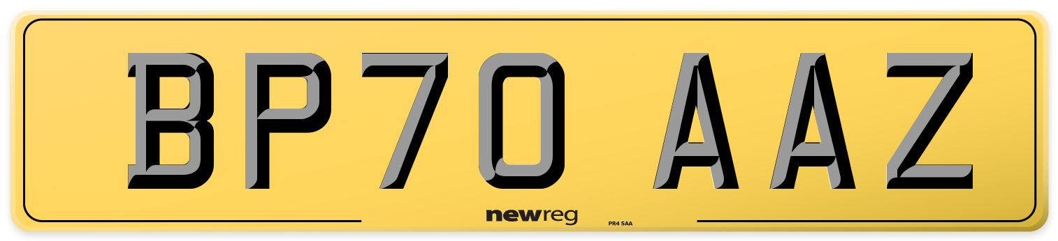 BP70 AAZ Rear Number Plate