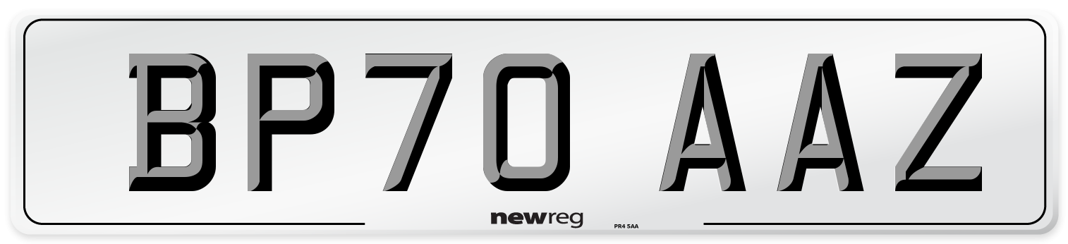 BP70 AAZ Front Number Plate