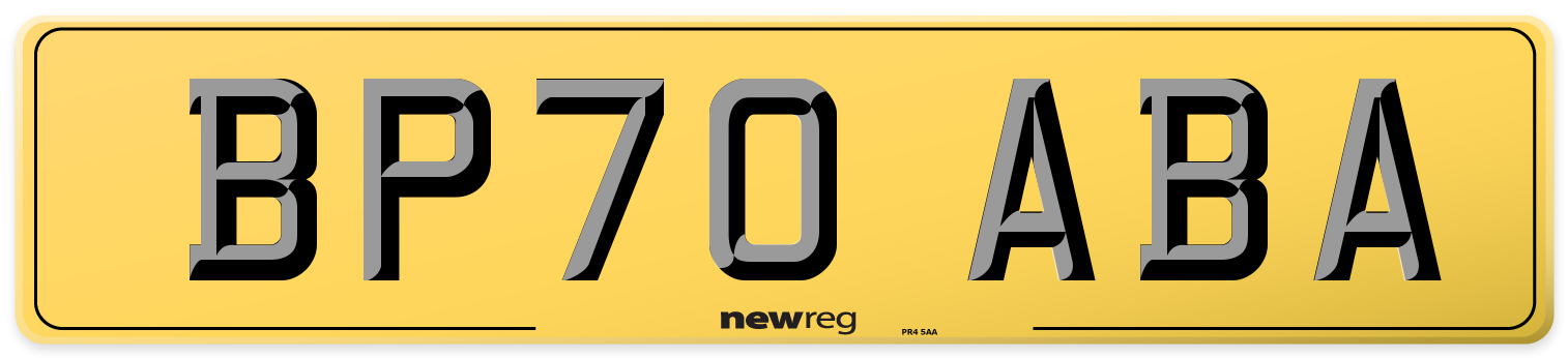 BP70 ABA Rear Number Plate