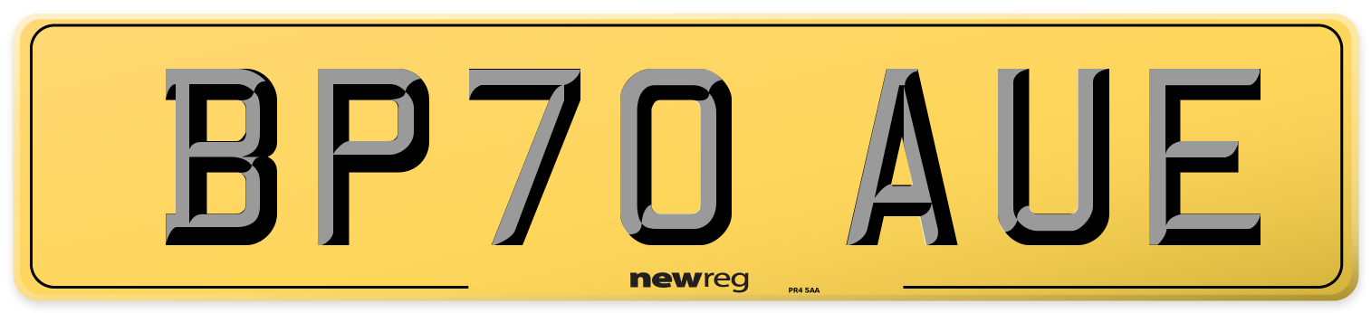 BP70 AUE Rear Number Plate