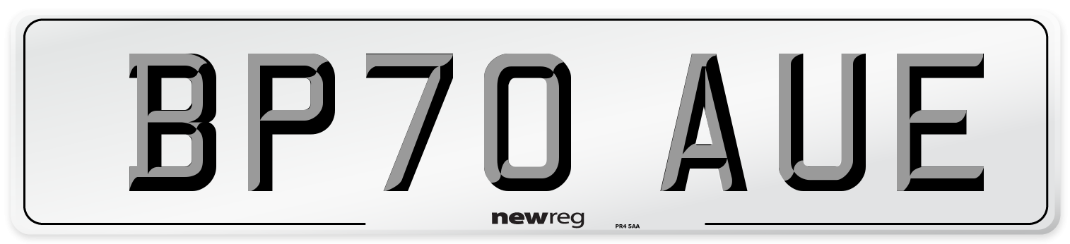 BP70 AUE Front Number Plate