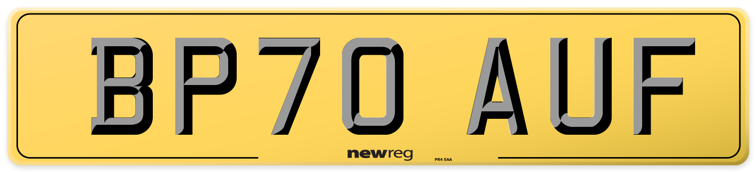 BP70 AUF Rear Number Plate