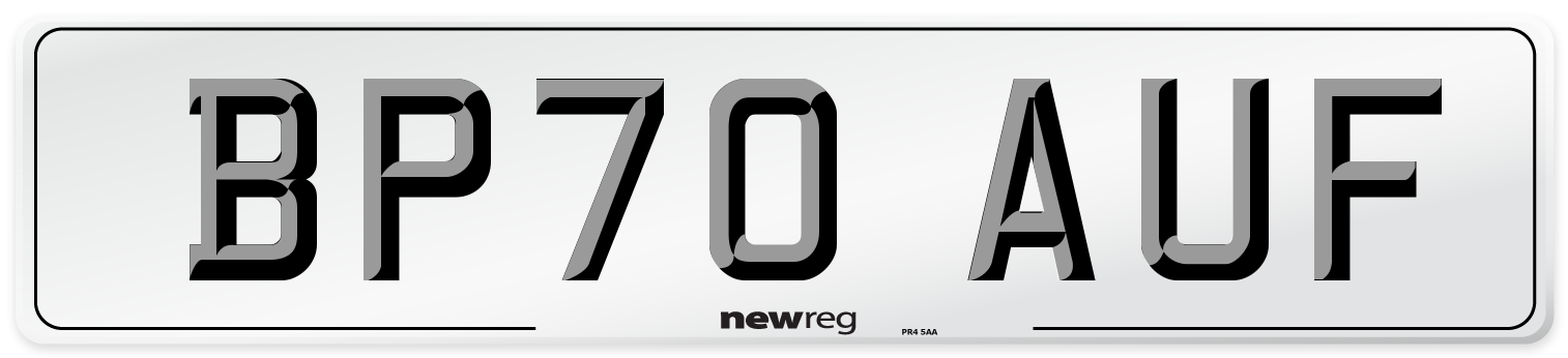 BP70 AUF Front Number Plate