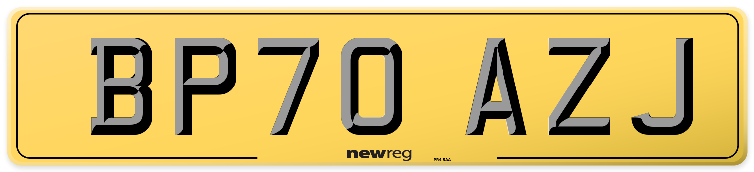 BP70 AZJ Rear Number Plate