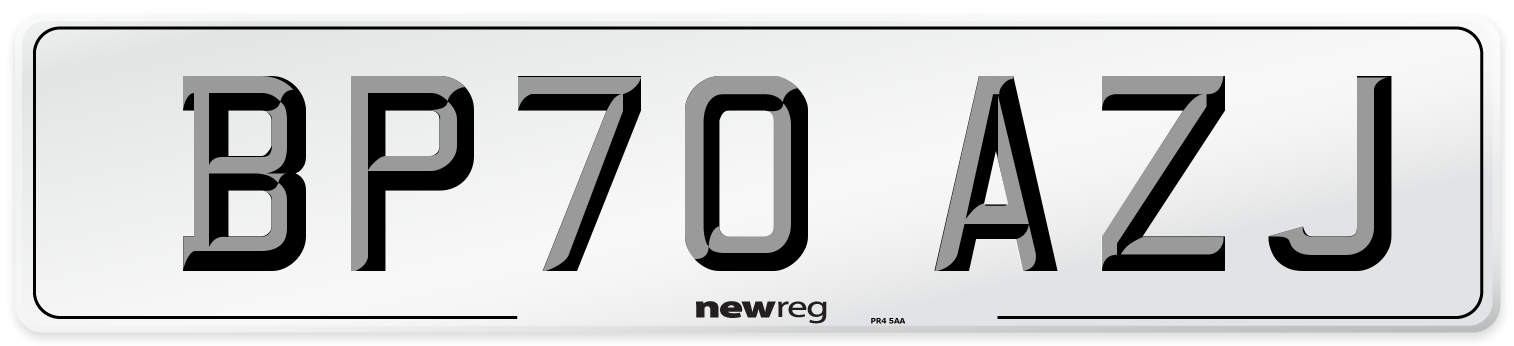 BP70 AZJ Front Number Plate