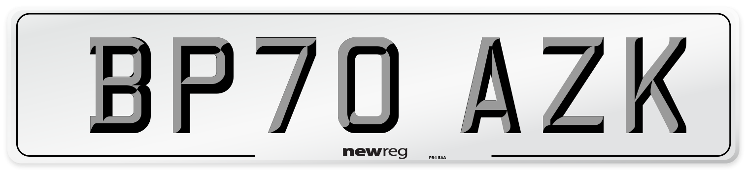 BP70 AZK Front Number Plate