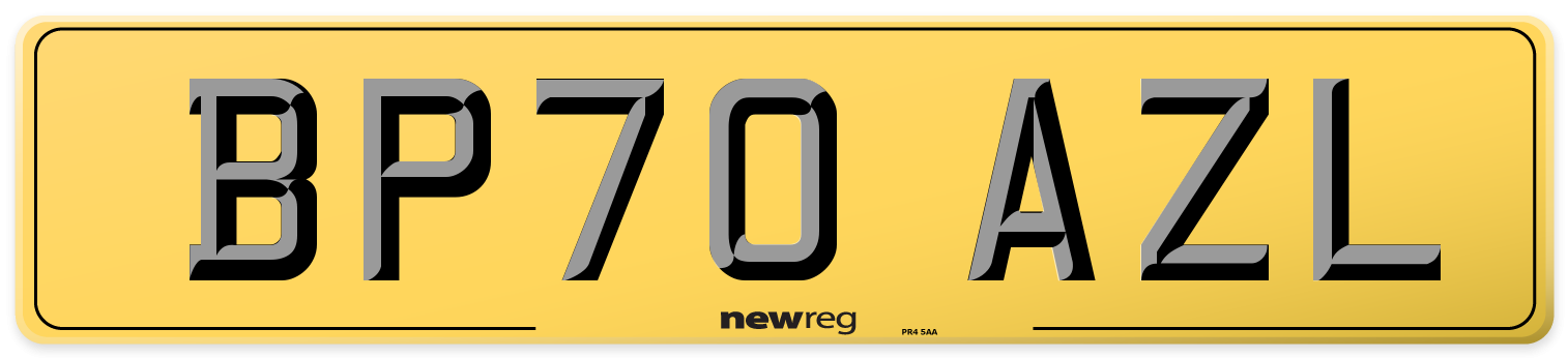 BP70 AZL Rear Number Plate
