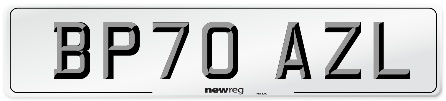 BP70 AZL Front Number Plate