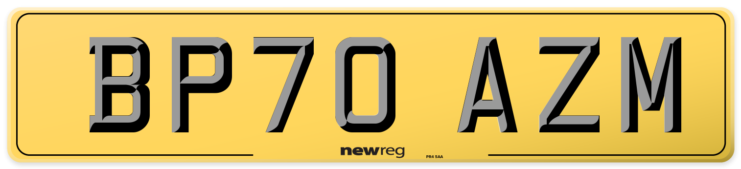 BP70 AZM Rear Number Plate