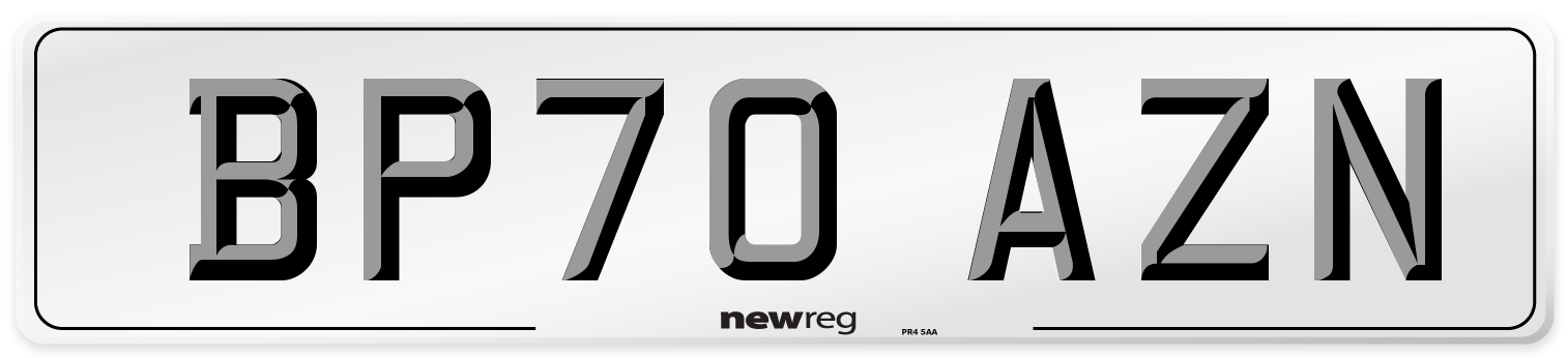 BP70 AZN Front Number Plate
