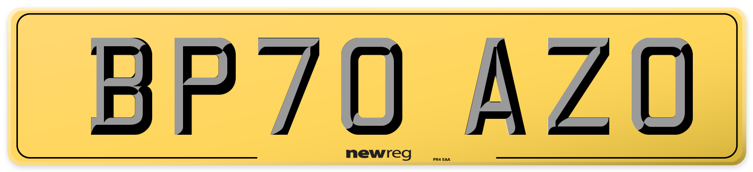 BP70 AZO Rear Number Plate