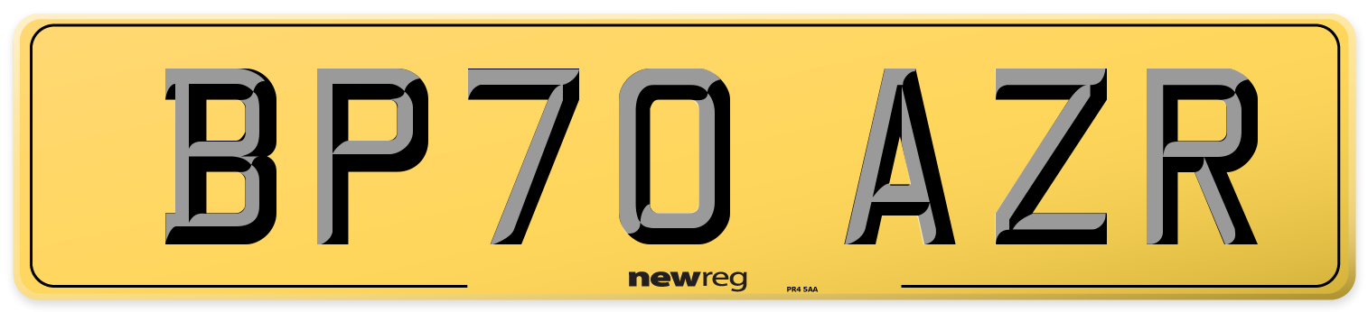 BP70 AZR Rear Number Plate