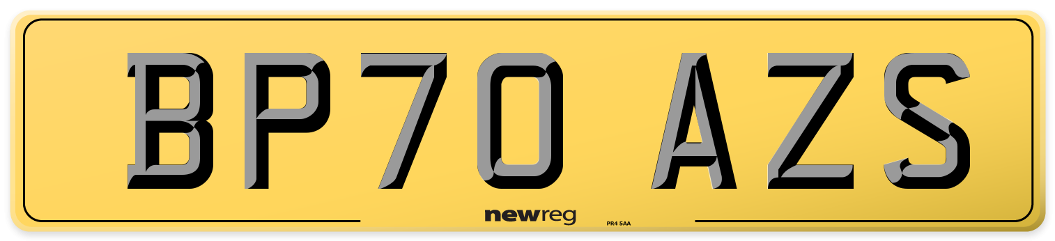 BP70 AZS Rear Number Plate