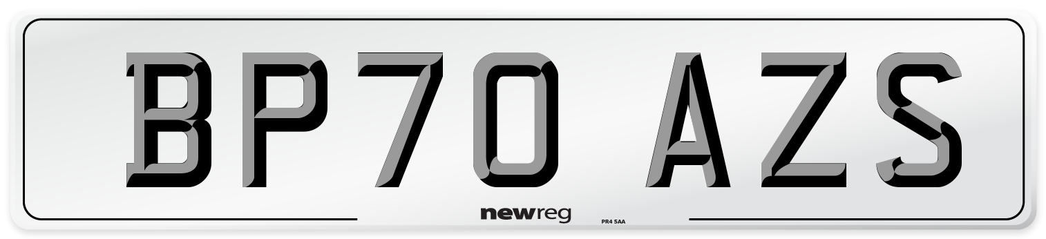 BP70 AZS Front Number Plate