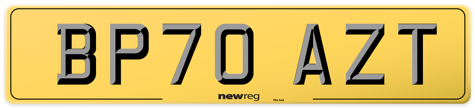 BP70 AZT Rear Number Plate