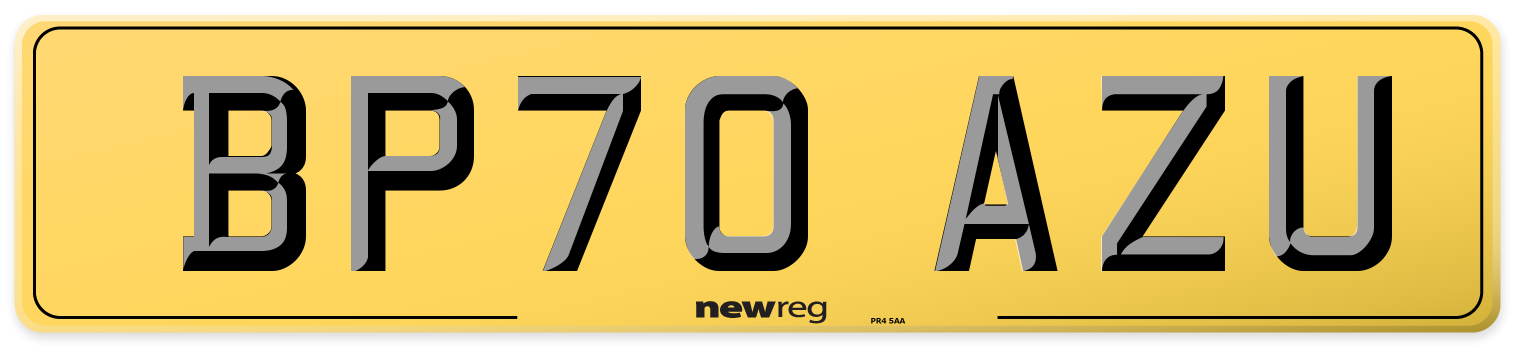 BP70 AZU Rear Number Plate