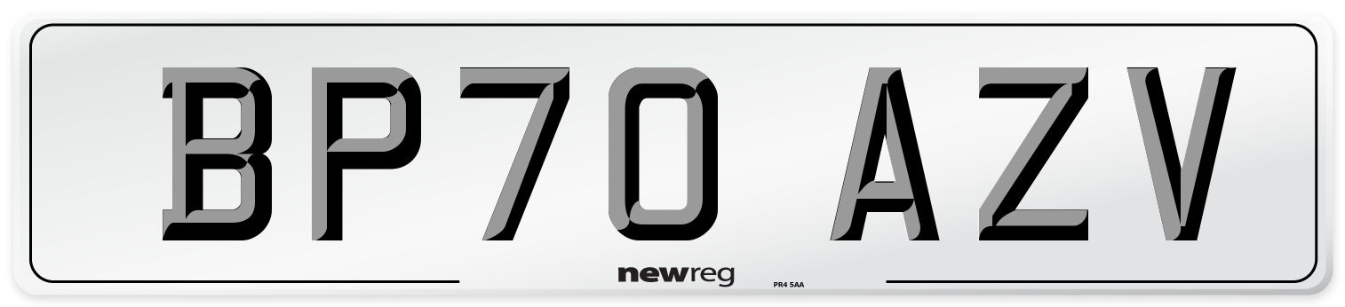 BP70 AZV Front Number Plate