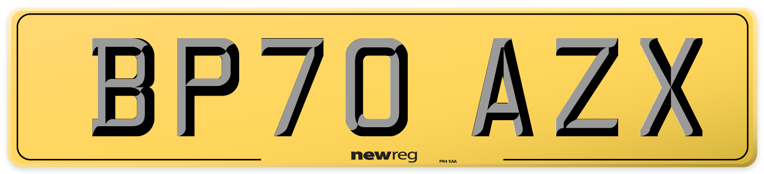 BP70 AZX Rear Number Plate