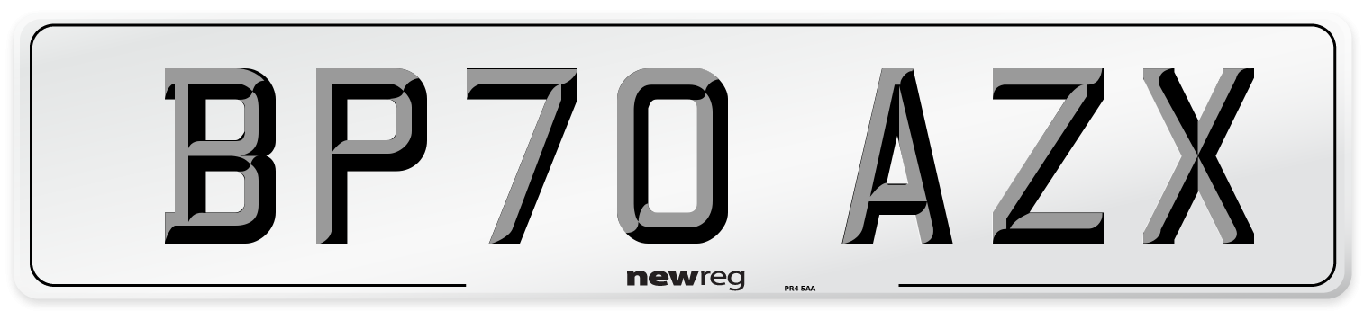 BP70 AZX Front Number Plate
