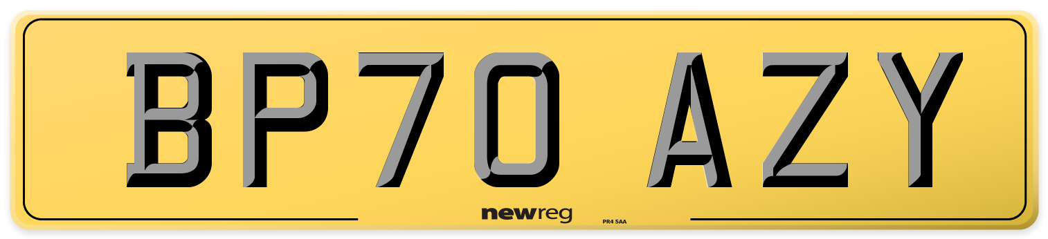 BP70 AZY Rear Number Plate