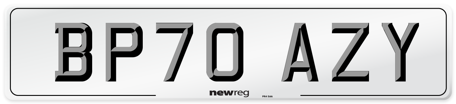 BP70 AZY Front Number Plate