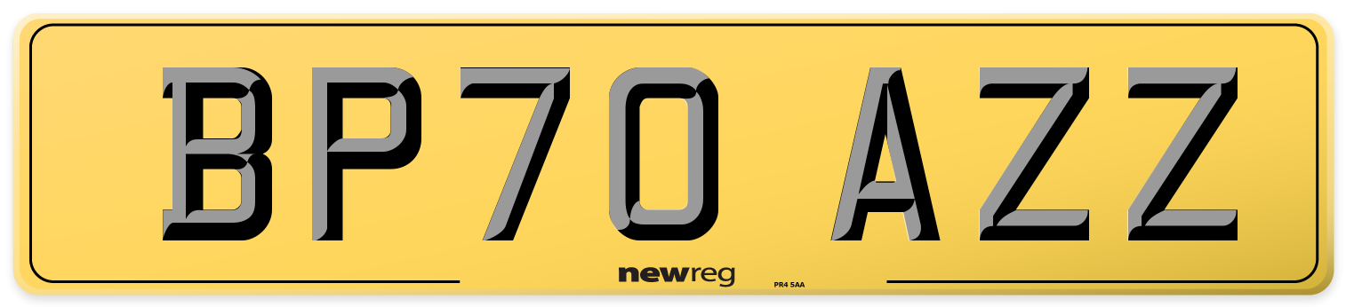 BP70 AZZ Rear Number Plate