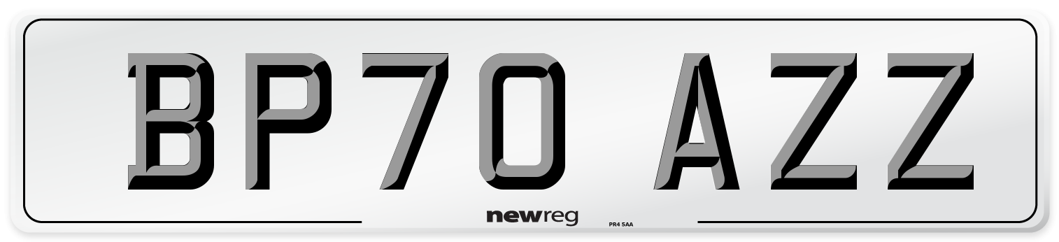 BP70 AZZ Front Number Plate