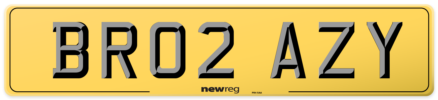 BR02 AZY Rear Number Plate