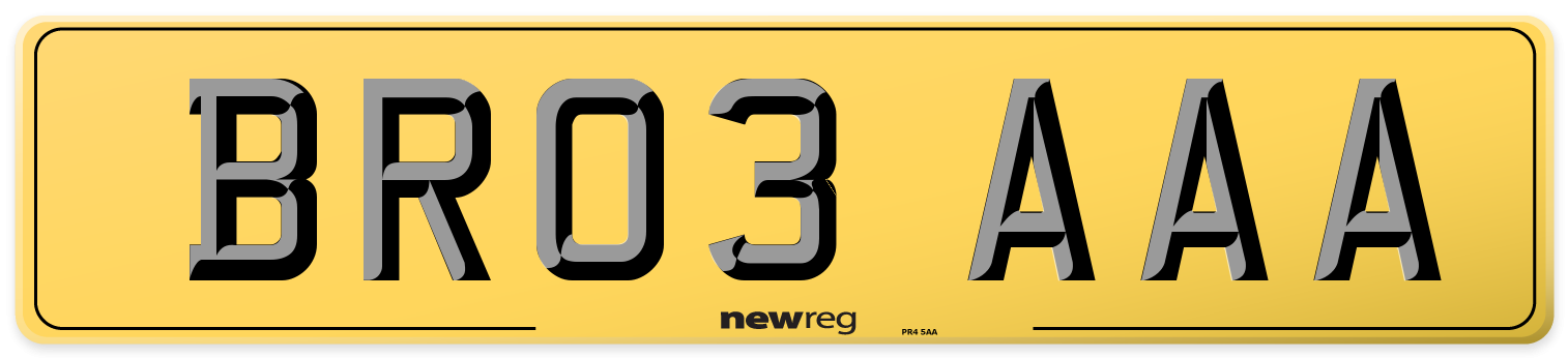 BR03 AAA Rear Number Plate