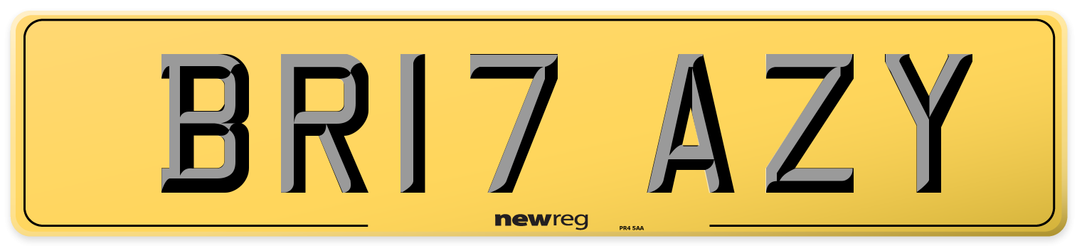 BR17 AZY Rear Number Plate