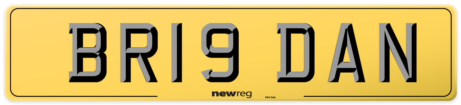 BR19 DAN Rear Number Plate
