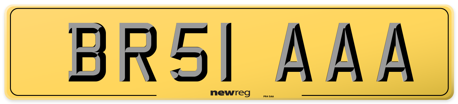 BR51 AAA Rear Number Plate