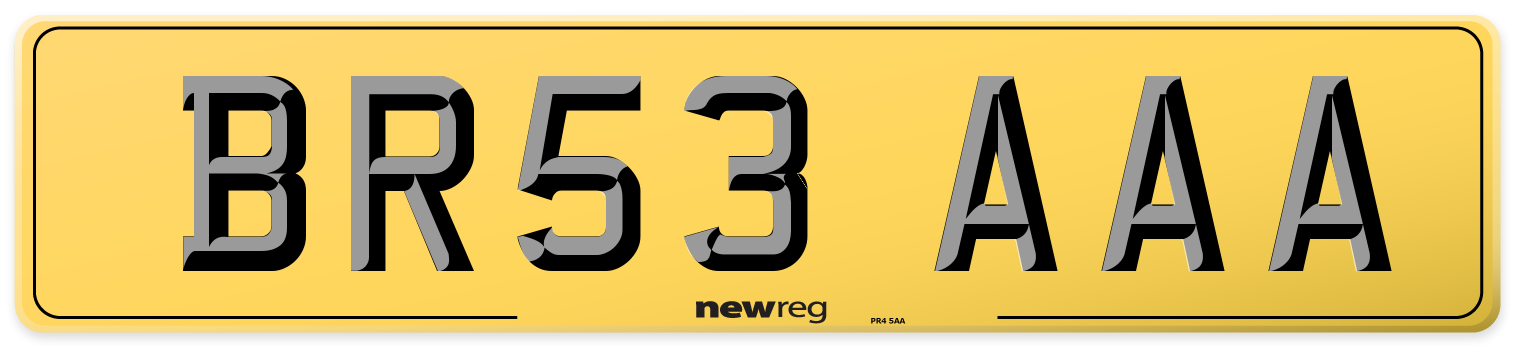 BR53 AAA Rear Number Plate