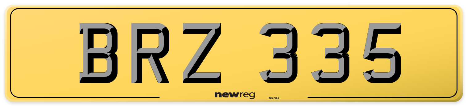 BRZ 335 Rear Number Plate