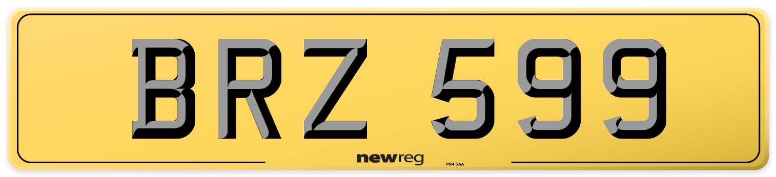 BRZ 599 Rear Number Plate