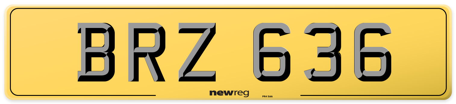 BRZ 636 Rear Number Plate