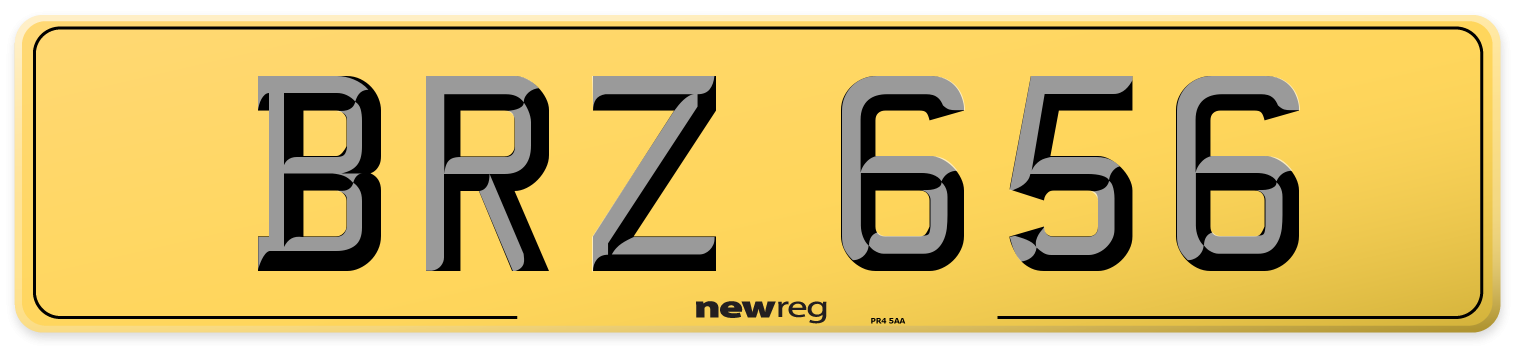 BRZ 656 Rear Number Plate