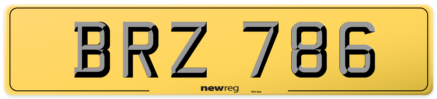 BRZ 786 Rear Number Plate