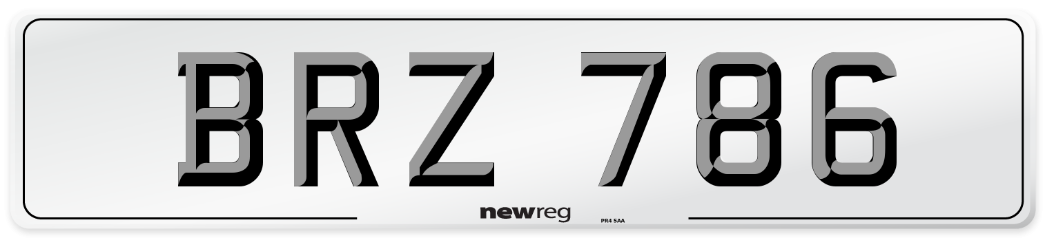 BRZ 786 Front Number Plate