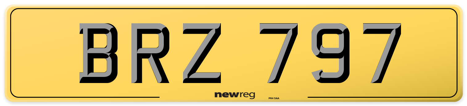 BRZ 797 Rear Number Plate