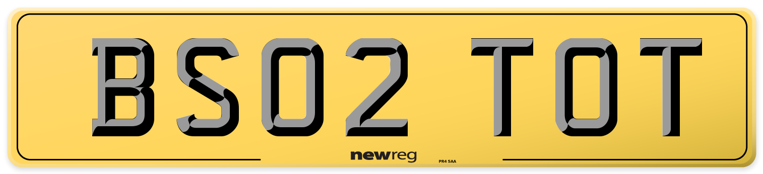 BS02 TOT Rear Number Plate