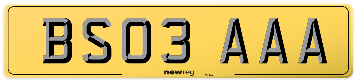 BS03 AAA Rear Number Plate