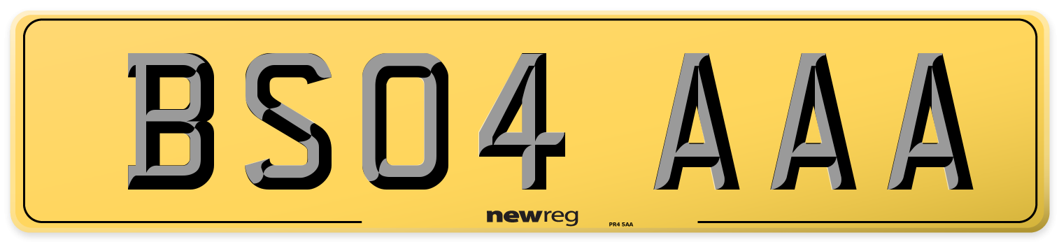 BS04 AAA Rear Number Plate